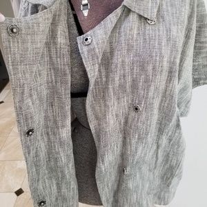 Eileen Fisher Jacket Short Sleeves - Gray Plus Sized - Pre-owned